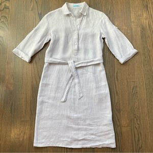 J. McLaughlin Melinda Linen Shirt Dress Grayish White Neutral XS